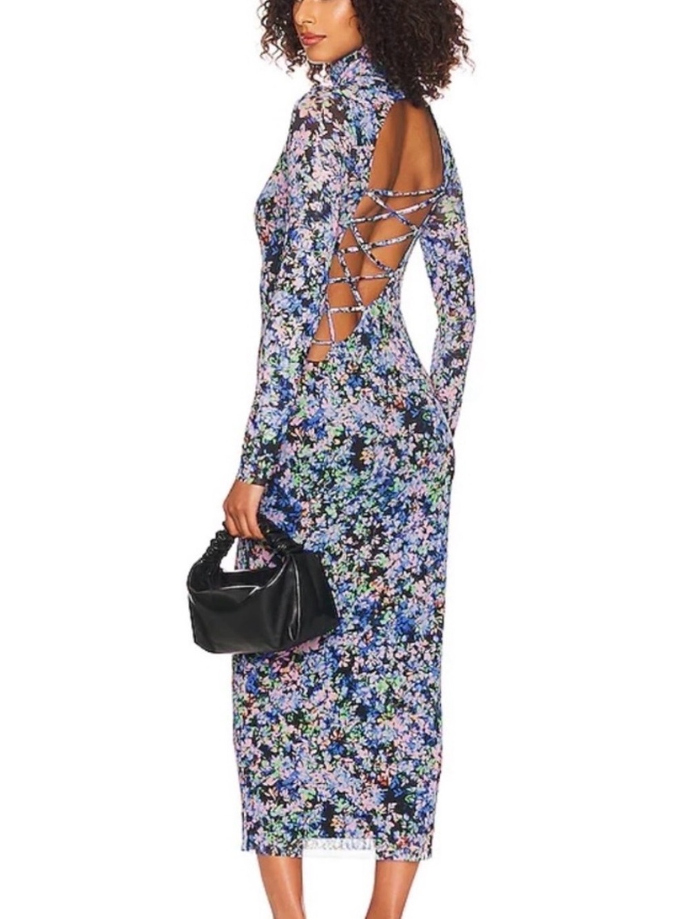 AFRM Laguna Midi Dress in Blue Wildflower SIZE MEDIUM